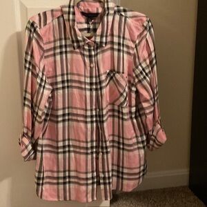 Tommy Hilfiger Pink and Black Plaid Shirt
